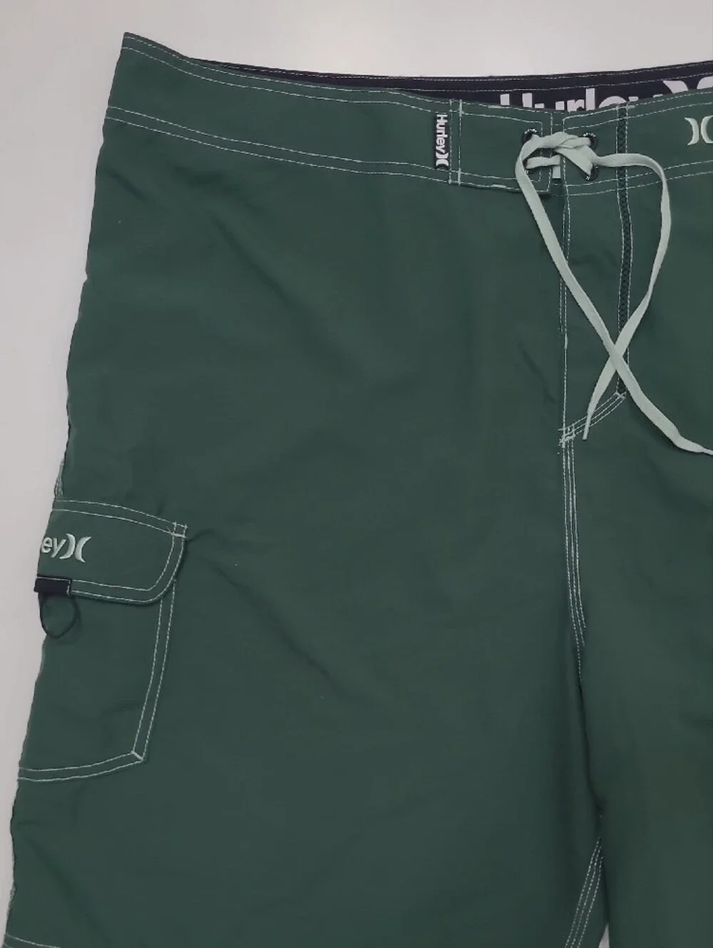 Hurley Forest Green Board Shorts Beach Volleyball Swim Surf Trunks Drawstring